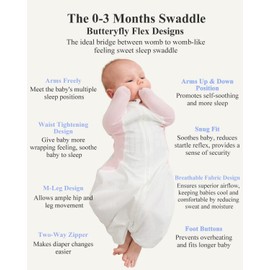 KIDIRA Swaddle for Newborns, Baby Swaddles 0-3 Months 5-13lb Breathable Fabric Design, Arms Up Swaddle 0-3 Months Newborn, Promotes Healthy Hip Development, 2-Way Zipper&Foot Buttons, 1Pack, Pink
