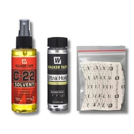 KIT Solvente C22 + Pegamento Ultra Hold 41 ml + Cintas Ultra Hold Walker Tape Original Mantenimiento Protesis Capilar