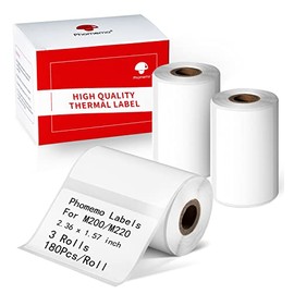 Phomemo M220 Labels,Sticker Labels,3 Rolls Self-Adhesive Label, 60mm x 40mm Compatible with Phomemo M220/M200 Label Maker ,Suitable for Office, Warehouse,Address,Mailing,Price Tag,180Pcs Label/Roll