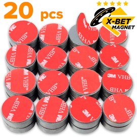Adhesive Magnets Ferrite - 0.709 Inch (18mm) Round Disc Magnets - Strong Sticky Magnets with Adhesive Backing - Peel and Stick Ceramic Dot Magnets Ideal for Crafts and DIY - 20 PCs in Box