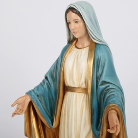BC Catholic Our Lady of Grace Statue, Blessed Holy Mother Virgin Mary Figure for Altar, Religious Gift to Mom, Devout Home Decor, 13.5 inch H, Hand Painted by Buildclassic (Elegant)