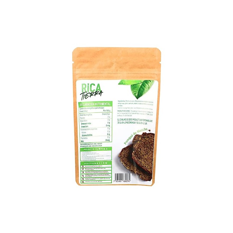 Te Matcha culinario en polvo Rica Tierra de 100 grs.