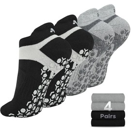 Muezna Men's Non-Slip Yoga Socks, Anti-Skid Pilates, Barre, Bikram Fitness Hospital Slipper Socks with Grips