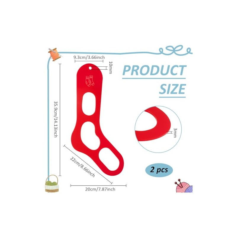 BENECREAT 2Pcs Pack Acrylic Sock Blockers for DIY Crochet Socks,