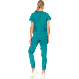 MediChic Scrubs Womens Stretch Zipper Neck Jogger Scrubs Set, Available in Over 12 Colors