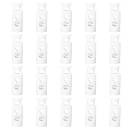 sourcing map Cord Locks 2 Hole Cord Clamp White 4 mm Stopper Cord Pack of 20 Plastic Toggle Fastener for Cords Shoelaces Bags Lashing Straps White