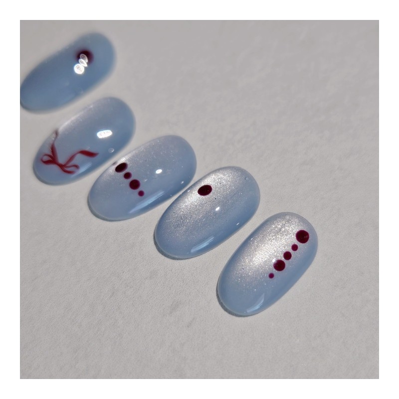 [Handmade Nail Tips] Burgundy Drop |Magnetic Gel Dot Henna Nail