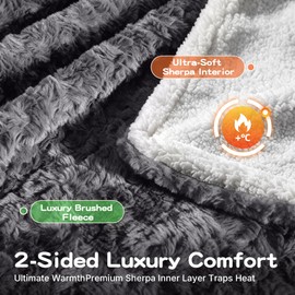 NODARKO Cat Blanket for Indoor Cats, Soft Faux Fur & Sherpa, Dark Grey