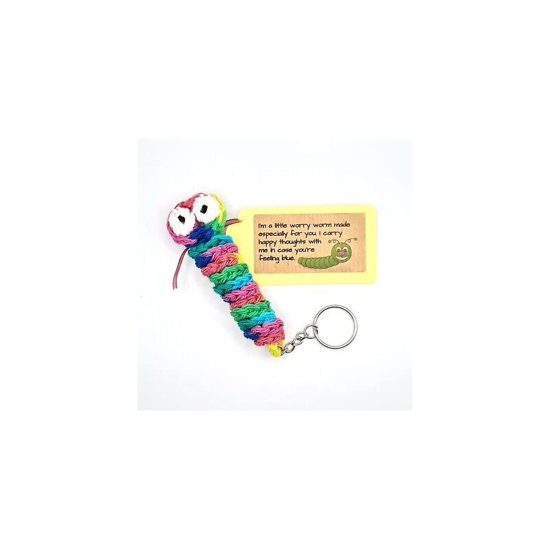Handmade Crochet Worry Worm Sensory Keyring For Stress, Anxiety, Children,
