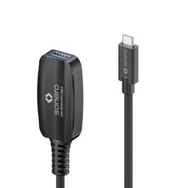 Sonero® USB 3.2 Active Extension, USB-C Connector to USB-A Socket, 5GB/s Data Transfer, no Power Supply Required, Black, Length:5 Meters