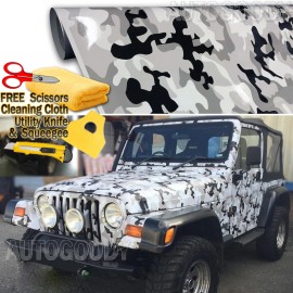 AUTOGOODY 108" x 60" Snow Camo Camouflage Vinyl Film Wrap Decal Air Bubble Free 9ft x 5ft