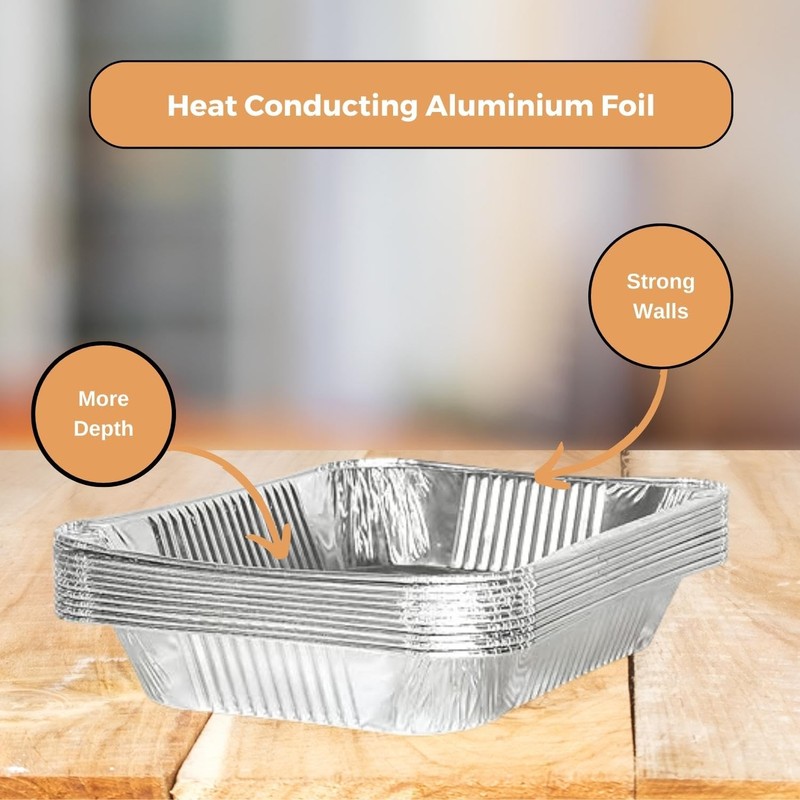 Homeshopa Aluminium Foil Trays, 4 Pack Medium Disposable Meal Prep