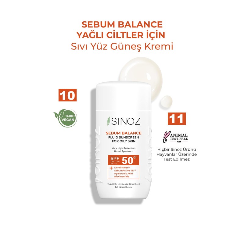 Sinoz,Sebum Balance Fluid Sunscreen for Oily Skin SPF50+ / PA++++