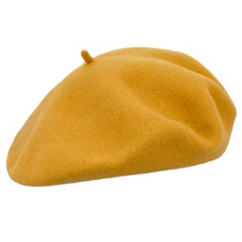 MELEGARI Ladies Beret 100% Wool Roma Beret Made in Italy, Mustard 79