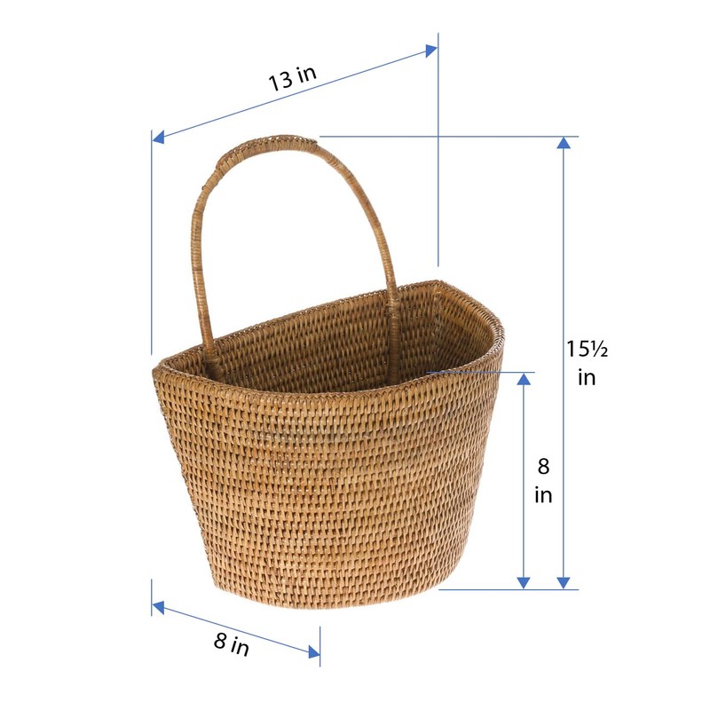KOUBOO La Jolla Rattan Wall Storage Basket with Handle, Hanging