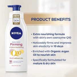 NIVEA Firming Body Lotion Q10 Plus Argan Oil (400 ml), Nourishing Firming Cream with Q10 and Argan Oil, NIVEA Moisturising Cream for Firm Skin, Pack of 1