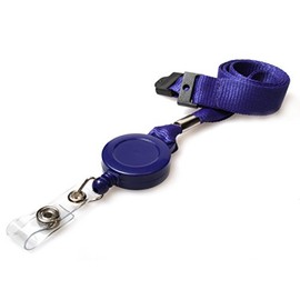 ID Card It ID Card Holder Access Card Lanyard Neck Straps with Integrated Card Reel - Navy Blue (20)