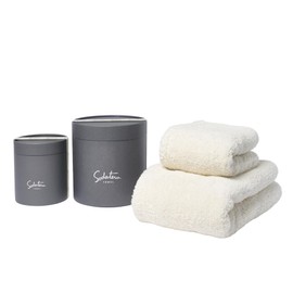 Growing Towel "feel" Bath Towel + Face Towel Gift Box Set (Mist (White Color))