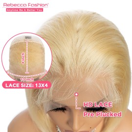 Rebecca Fashion Blonde Bob Wig Human Hair 613 Bob Lace Front Wig Human Hair 13X4 Blonde Lace Front Bob Wig Human Hair Pre Plucked With Baby Hair 150% 10 inch