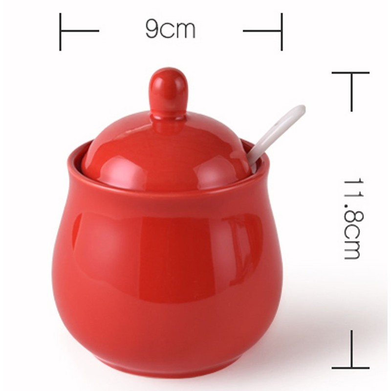 Ceramic Colorful Creamer and Sugar Set with Lid Spoon, Coffee