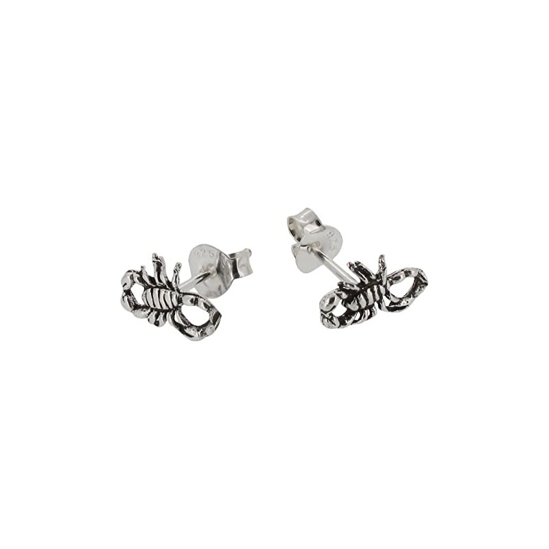 Touch Jewellery 925 Sterling Silver Scorpion Stud Earrings with Oxidized