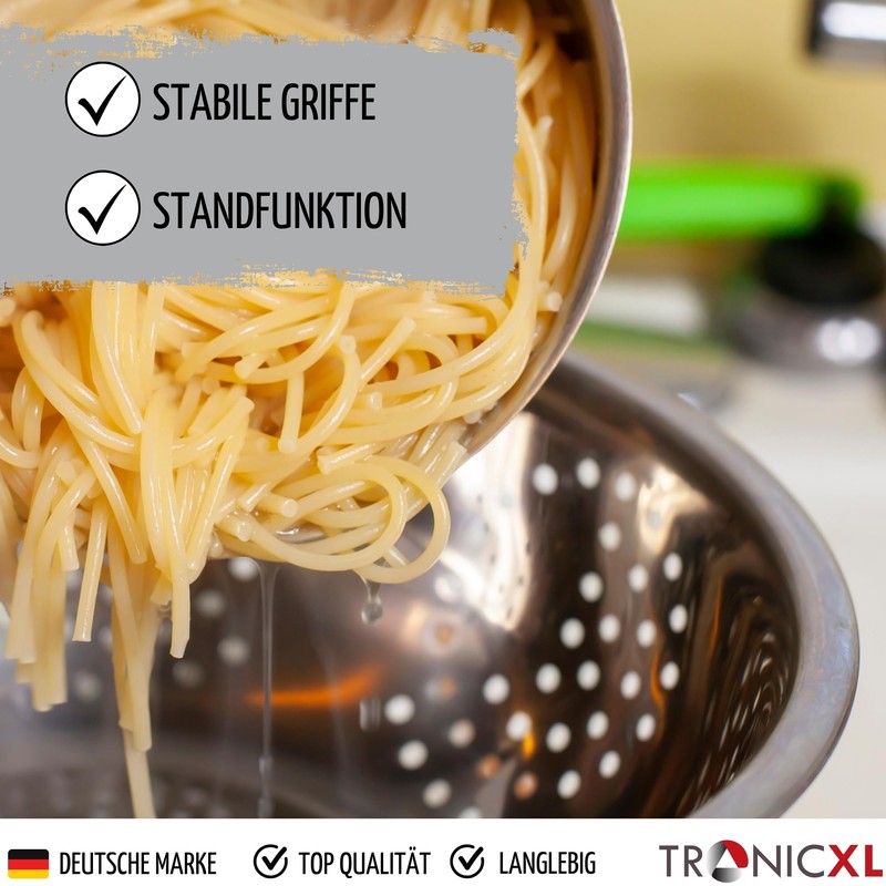 TronicXL Set of 2 Kitchen Strainers Salad Strainer Pasta Strainer