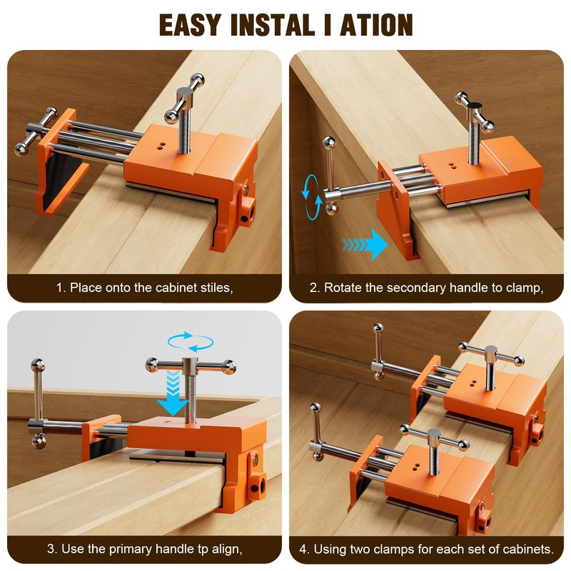 4-Pack Cabinet Clamps for Installing Cabinets, Face Frame Clamps Cabinet