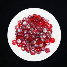Ausluru 5LB Fire Glass Beads Flat Glass Marbles for Outdoor Fire Pit and Fireplace, Glass Gemstones for Vase Filler, Aquariums, Hydroponics Plants, Home Decor and Christmas DIY Craft, Red