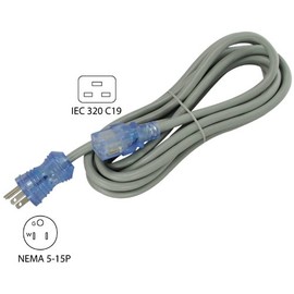 Conntek 29261-MR 15-Amp 125-Volt Hospital Grade/Green Dot Cord 15-Foot SJT 14/3 105C NEMA 5-15P to IEC 320-C19