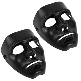 [TKY] Mask, Festival, Plain, Face Mask, Cosplay, Event, Airsoft Game, Set of 2 (Black)