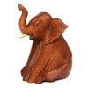 G6 Collection Wooden Hand Carved Sitting Elephant Statue Figurine Sculpture