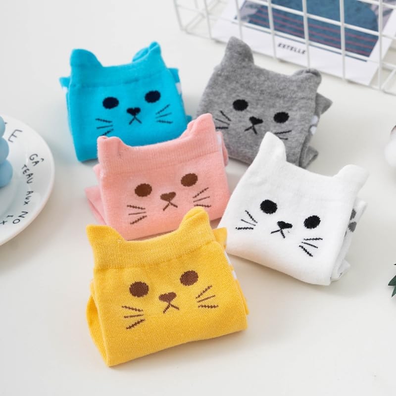 Mikitutu 5 Pairs Women's Cat Socks, Funny Animal Paw Print