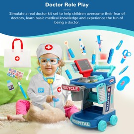 Doctor Kit for Kids 3-5 Pretend Play - 28 Pieces Dentist Vet Toys for 4 5 6 Year Old Girls Boys Dress Up Toddlers Toys Doctor Costume Cart Set Medical Kit for 2 3 + Year Old Christmas Girls Boy Gift