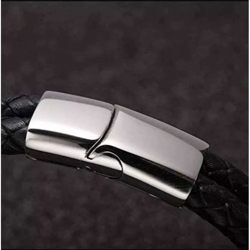 Dtup Pulsera Para Hombre Piel Cuero Genuino Broche Magnético