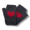 Ella Sussman Hand Knit Alpaca Heart Fingerless Short Glove Fleece