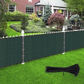 Zip Cable Ties and 6' x 83' Green Privacy Screen Fence Cover Panel Shade Cloth Fabric for Chain Link Fence Pool Sport Court Yard Garden Outdoor UV Protection