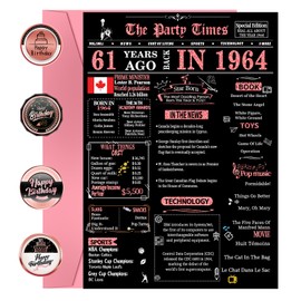 61st Birthday Cards, 61st Black Pink Birthday Decorations, Best 61 year old Birthday Gifts for Women Mother, Happy Birthday Cards for Wife