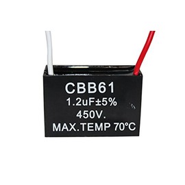 CompStudio 1PC 450V 1.2UF CBB61 Terminal Ceiling Fan Motor Running Rectangle Capacitor 2 wires