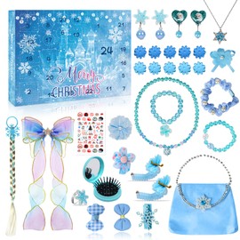 Advent Calendar 2024 Girls Christmas Calendar 24 Gifts Surprise for Princess Advent Calendar DIY Jewellery Hair Accessories Ring Gift Christmas Countdown Calendar for Children from 3 Years