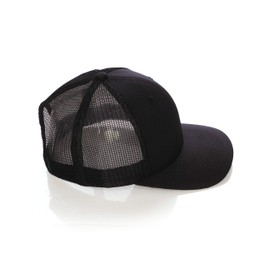 Structured Trucker Mesh Hat Custom Colors Letter M Initial Baseball Mid Profile (Black Black White Green)