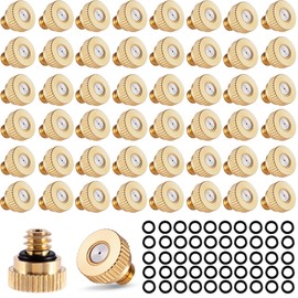 50 Pack Brass Misting Nozzles with 50Pc Brass Misting Nozzles O Ring,Heavy Duty Misting Nozzle 0.02" Orifice (0.5 mm)10/24 UNC for Outdoor Cooling System Dust Control