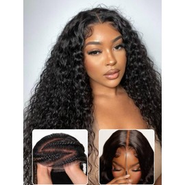 Nadula Bye Bye Knots Glueless Wig 7x5 Invisible Knots HD Lace Front Wigs Human Hair 10A Water Wave Pre Cut Lace Wig Pre-Plucked for Women 150% Density 24 inch