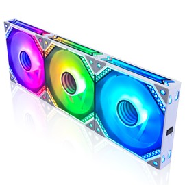DS Wireless White Case Fans, 120MM LED Fans for PC Case, Computer CPU Cooler, Liquid Cooled Radiators System, Compatible with ASUS Aura, MSI Mystic Light (3Pack RGB Fans, G Series)