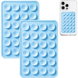 Essentials 2-Pack Silicone Suction Phone Mount – Strong Grip Holder for Mirrors, Windows, Tiles – Hands-Free Selfies, Videos, Makeup & Cooking (Baby Blue)