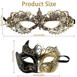 JOZMMZEOOA 2 Pcs Masquerade Masks for Women Men, Masquerade Masks For Couples Venetian Party Half Face Mask Carnival Mask for Cosplay Costume Mask