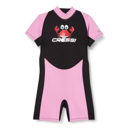 Cressi Unisex Baby Smoby Shorty Wetsuit 2mm for Kids Black/Pink, 8/9 Years