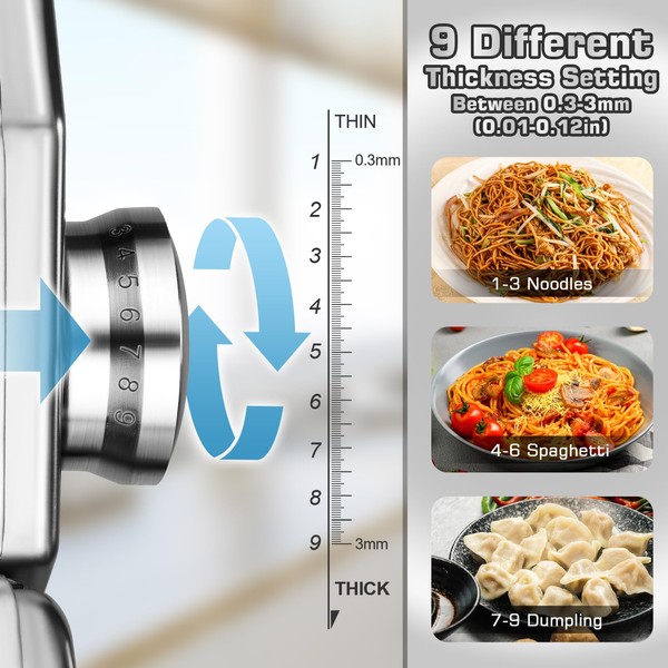 Sailnovo Sailnovo Pasta Maker Machine, 180 Roller Pasta Maker, 9