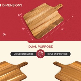 Slyced Set of 2 Acacia Pizza Peels 12 Inch | Real Wood Pizza Peels | Pizza Paddles Compatible With Ooni, Gozney and Solo Stove Pi Pizza Ovens | Wooden Pizza Cutting Board with Handle