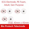 Biotech EKG Electrode, PE Foam, Adult, Oval, 43 x 45,