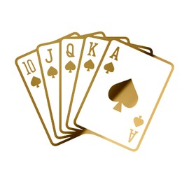 Decal Stickers of Spade Royal Straight Flush Poker Hand 1 (Metallic Gold) (Set of 2) Luxury Weatherproof Vinyl Decal Stickers for Laptop Desktop Smartphone Car Dirt Bike Wall Room - ANDstic895384GO